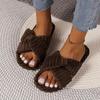 Fashion 2026 Women's Autumn/Winter New Cotton Non slip Home Slippers Warm Toe Cross Flat Bottom Slippers