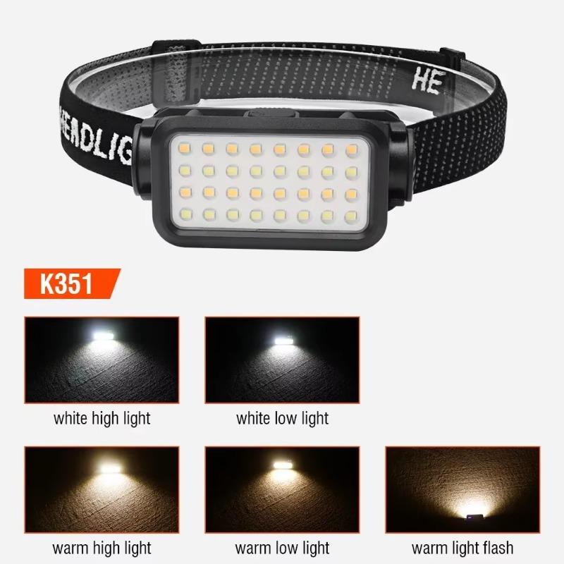 USB Rechargeable Headlamp Portable LED Headlight Built-in Battery Waterproof Head Flashlight Hiking Camping Head Front Torch