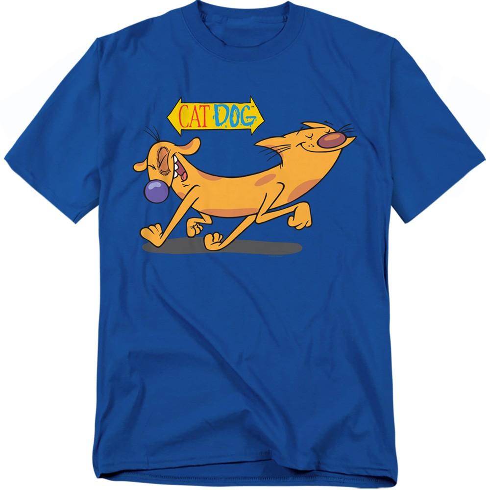 Catdog - Happy Paws - Adult Unisex Short Sleeve T-Shirt - Blue 3XL