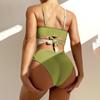 Women's Two Piece Bikini Swimsuit Ribbed Fabric Adjustable Straps Wrap Around Design High Cut Bottoms Swimwear Set
