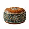 Round Shape Fillable Ottoman Pouf PU Leather Round Pouf Cover New Floor Seat Cushion  Home Use