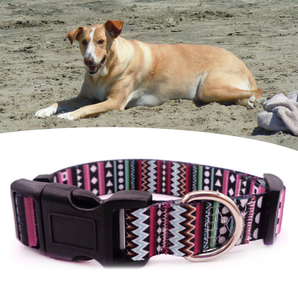 Dog Collar Print Floral Adjustable Soft Stylish Pet Collar for Small Medium Large Dogs M