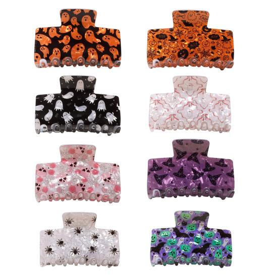 Haarkralle Halloween Geist Spinnenmuster Hinterkopf Haarspange Anti-Rutsch Zähne Starker Halt Haifisch-Haarkralle Vielseitiges Haaraccessoire