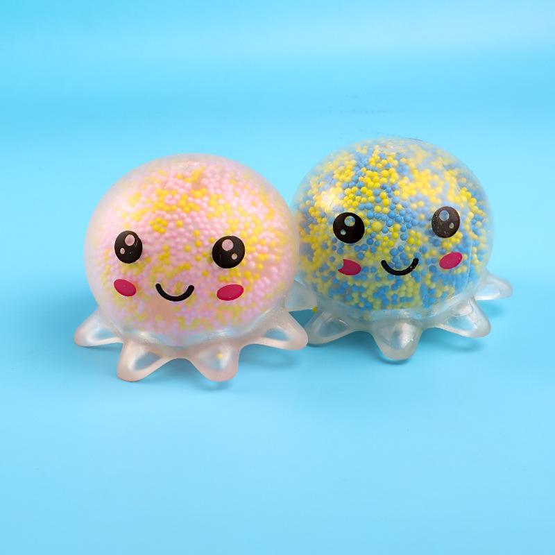 Octopus Squeeze Toy Luminous Soft Squeeze Stress Relief Fidget Toy Cute Cartoon Bead Filled For Kids Adults Party Gift