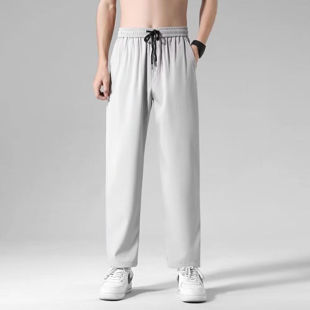 "Herren-Freizeithose aus Eisseide mit neun Punkten und weitem Bein - Sommertrend"