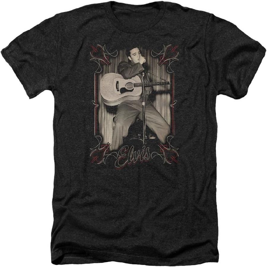 

Elvis Presley - Mens Elvis Pinstripes Heather T-Shirt XXXXXL чорний