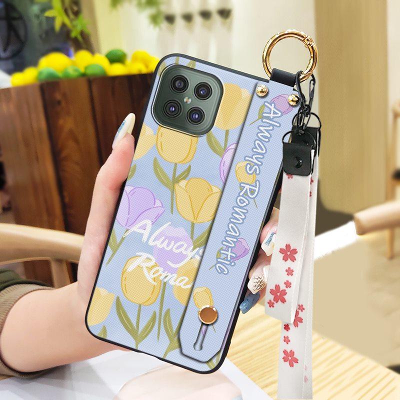 Shockproof Back Cover Phone Case For Cubot C30 Soft case Durable Flower Phone Holder Ring Wrist Strap Dirt-resistant