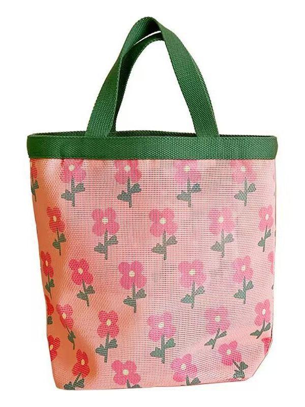 Cute mesh bag, beach bag, work bento bag, go out portable student tutoring bag