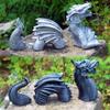 Elegant Black And Silver Three-section Dragon Sculpture Perfect For Garden Art Displays