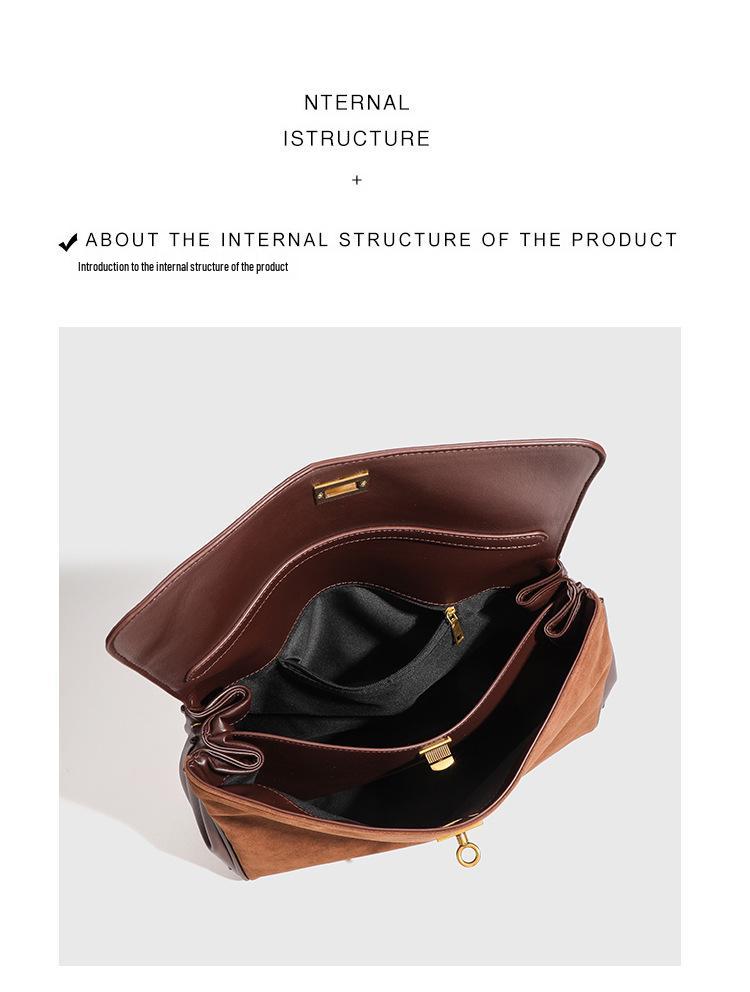 2024 Winter Retro Suede Women's Color Block Crossbody Handbag - Large Capacity & Versatile Fashion