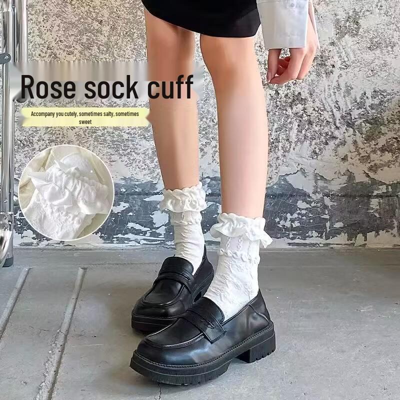 White Lace Trim Lolita Princess Mid-Calf Socks