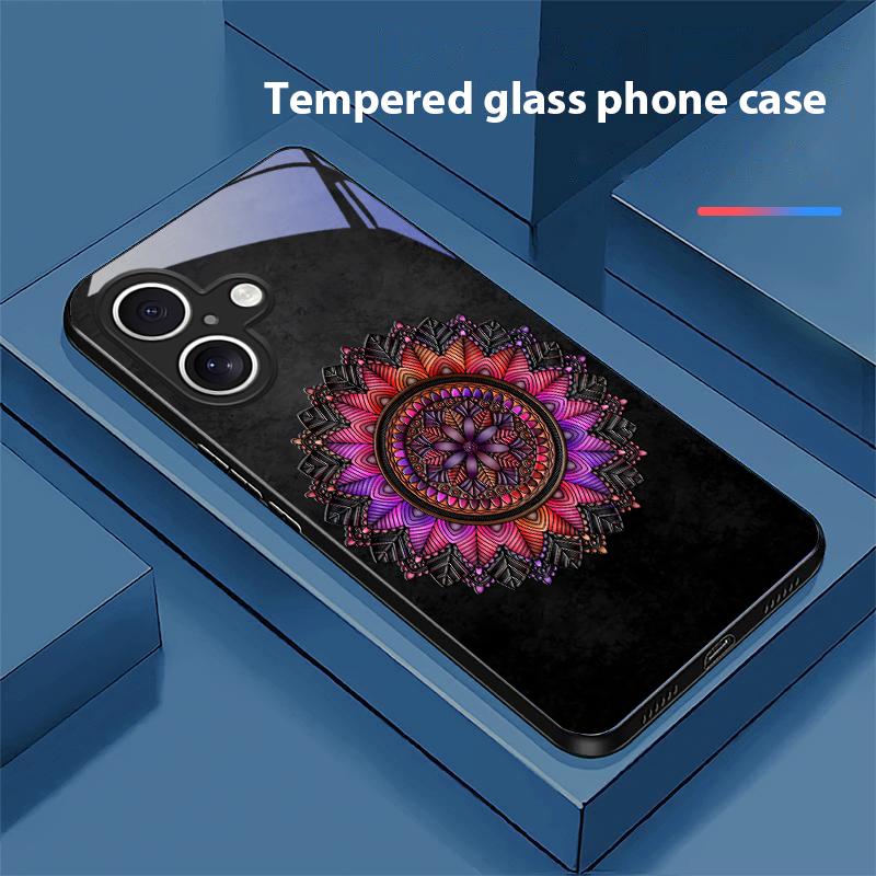 

Светящийся черный лотос для Apple iPhone 16E 16 E 11 13 15 P Ro 14 Pro Max 12 Mini 7 8 Plus XR XS Черный чехол для телефона из закаленного стекла For iPhone 16 Promax