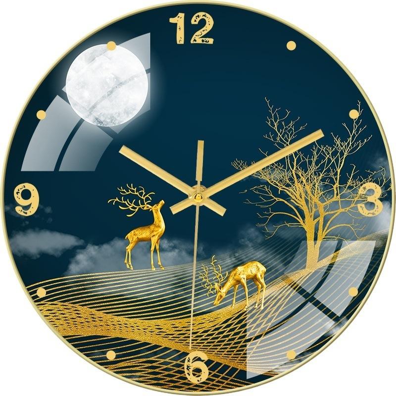 12/14-inch Simple Creative Silent Wall Clock Nordic Fashion Crystal Porcelain Clock Home Living Room Wall-mounted Glass Clock