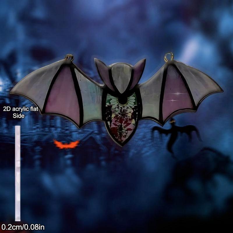 1pcs Halloween Decor Acrylic Stained Bat Suncatcher Hanging Ornament Goth Car Accessories Bat Car Hanging Accessories, Acrylic Sign