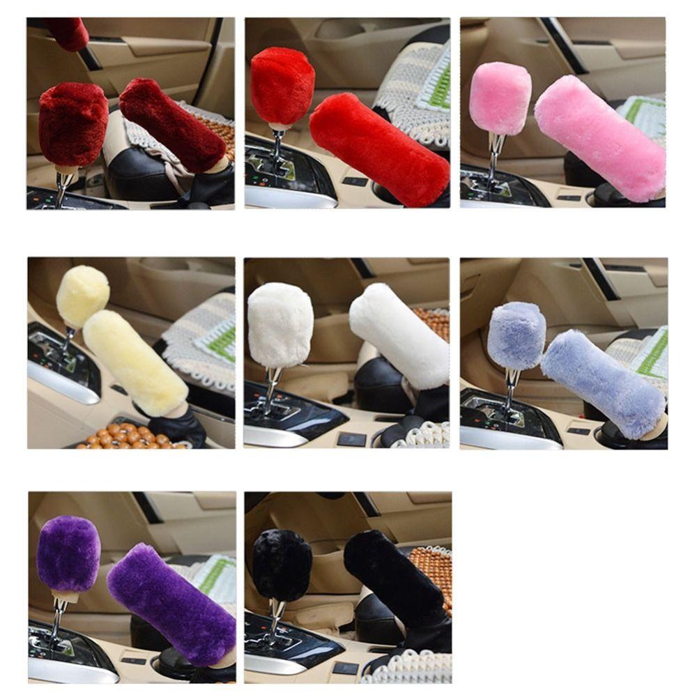 1 Pair of Plush Car Plush Handbrake Cover Soft Handbrake Grip Covers Manual Transmission