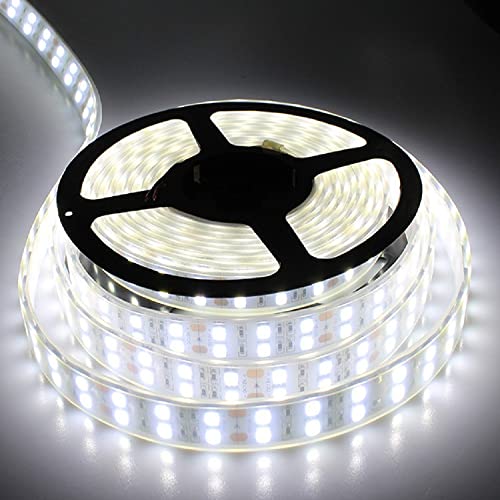 High brightness LED tape light 5m waterproof 24V 600 SMD5050 double row with cover white white base front light fishing boat/ship/truck/outdoor l