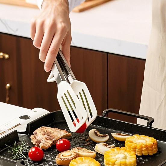 Stainless Steel Food Tongs Non-Slip Ergonomic Kitchen Tongs for BBQ Salad Pasta Heat-Resistant Dishwasher Safe Essential Cooking Utensil