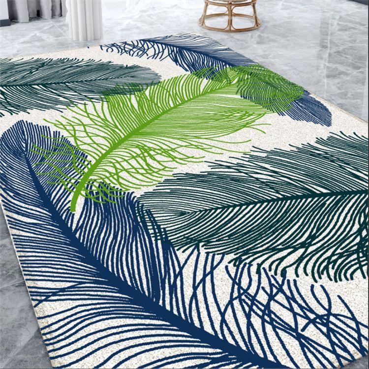 Feather Print Floor Mat Living Room Large Area Anti-Slip Carpet Bedroom Room Bedside Blanket Home Decor