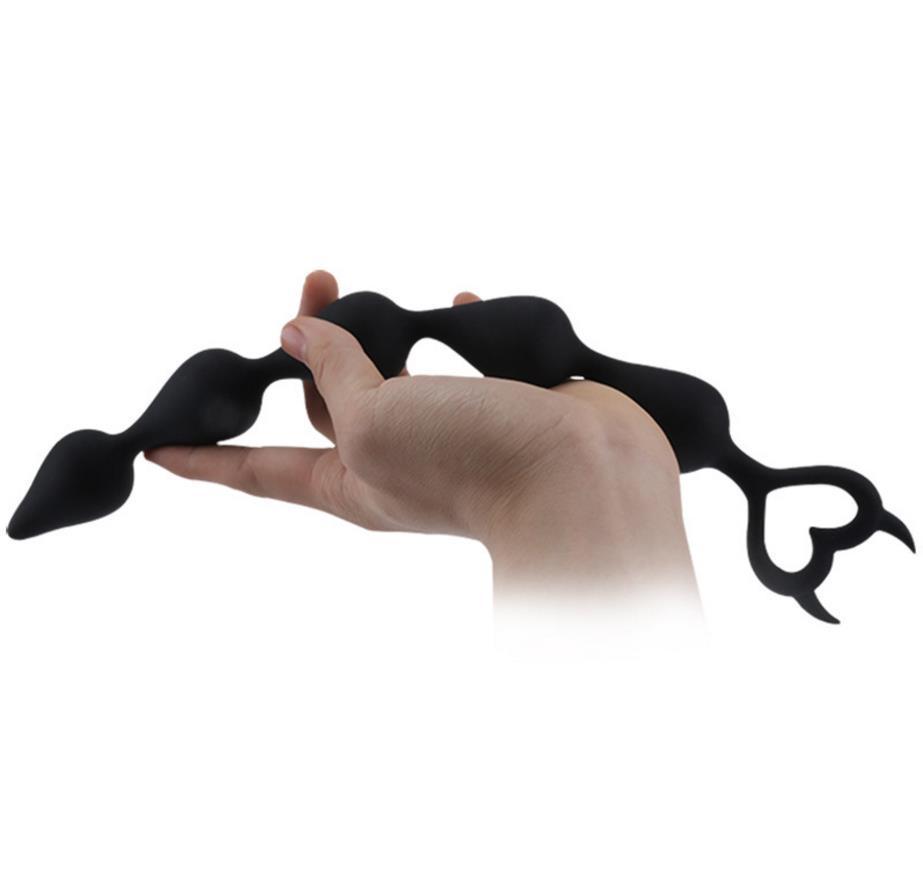 Runyu Devil Silicone Butt Plug Extra-Long Anal Beads Stimulation Toy