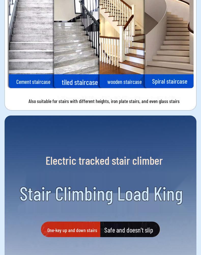 Electric Stair Climbing Trolley with Large Wheels for Moving Tiles and Cement