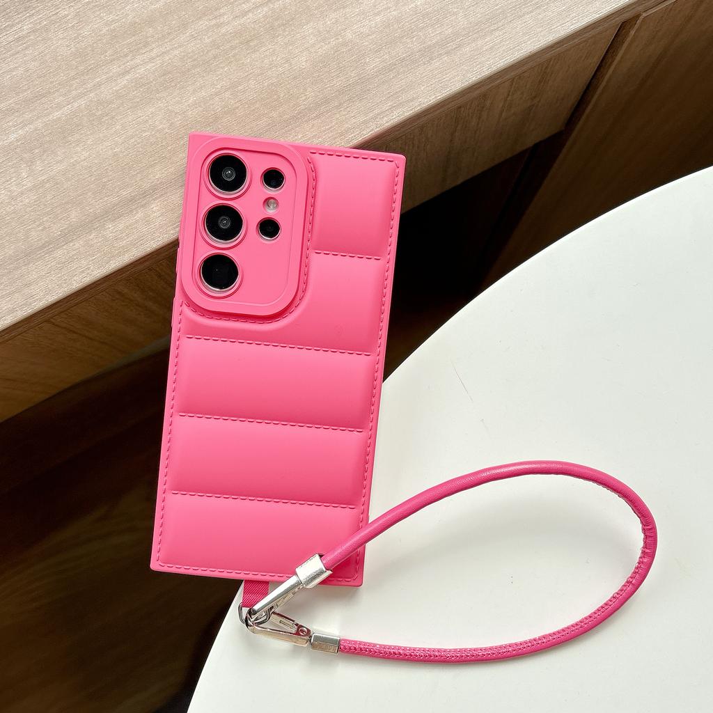 Luxury Wrist Strap Lanyard Case for Samsung Galaxy S25 S24 S23 S22 S21 Plus FE Ultra A26 A36 A56 A35 A55 The Puffer Soft Cover