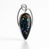 Certified 27 Ct Natural Black Opal Pear Pendant 925 Sterling Silver Jewelry