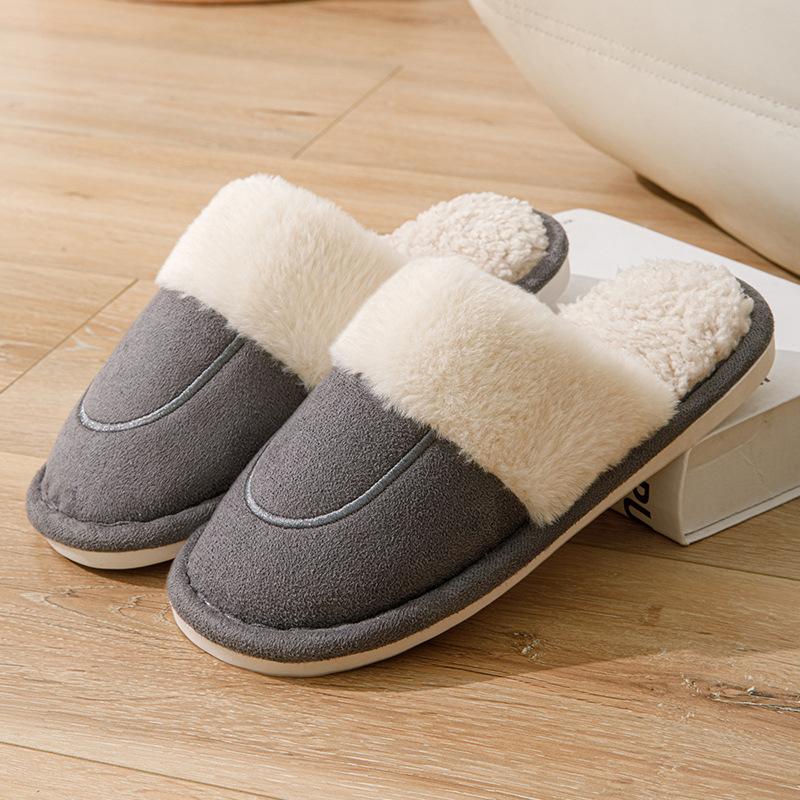 Winter Warme Fleece Hausschuhe für Herren und Damen Rutschfest Indoor Weiche Sohle Gemütliche Hausschuhe