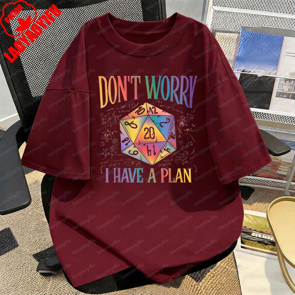 

Dont Worry I Have A Plan Tee Dice Pattern Graphic Print Retro Streetwear TShirt Summer Casual Fashion Trendy Tops for Mens S