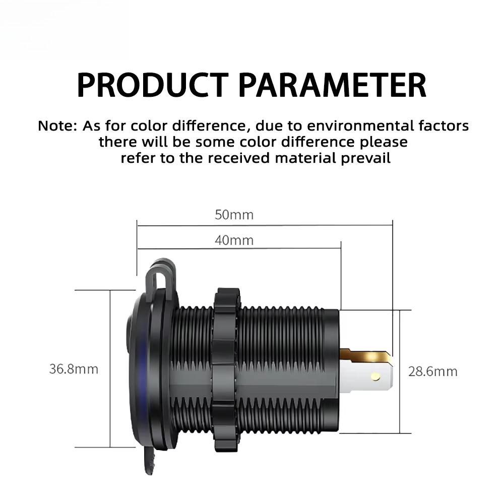 12V-24V Dual USB Charger Socket 5V 3.1A Car Charger with Panel Waterproof Power Adapter Socket Outlet for Car Marine Motorcycle