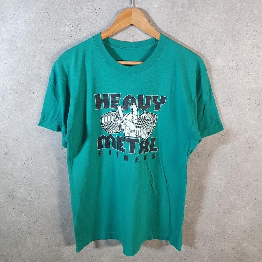 Vintage Heavy Metal Fitness 90s USA Single Stitch T Shirt Mens Medium Blue Unisex T-Shirt