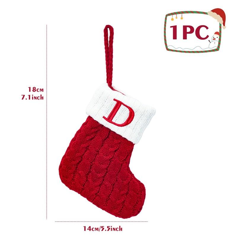 Christmas Socks Red Snowflake Alphabet Letters Knitting Stocking Christmas Tree Pendant Decoration For Home Xmas New Year Gift