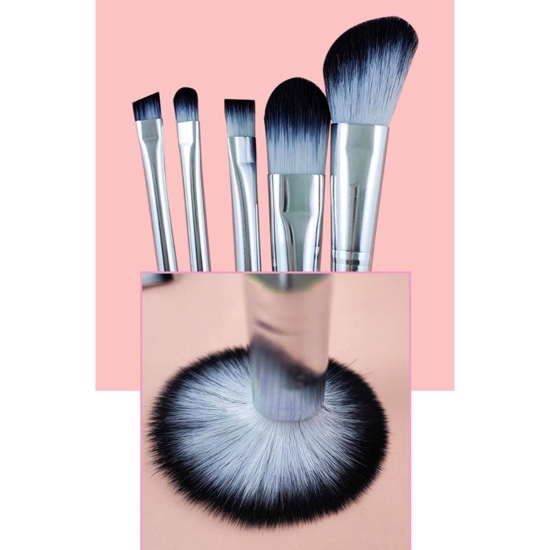 5 Pcs DIY Beaded Makeup Brush Metal Handle Makeup Brush Foundations Eyeshadow Eye Brush Makeup Colouring Accessories