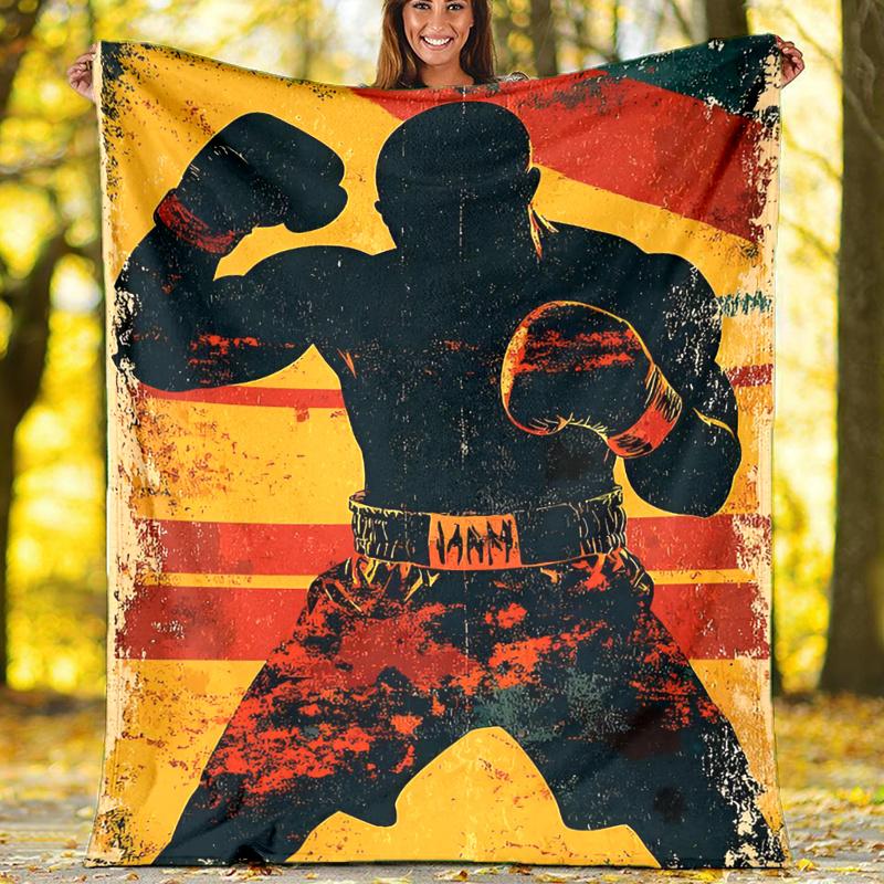 boxing Theme Printed Blanket,Perfect for Couch, Bed, Travel & Outdoor Use | Machine Washable, Cozy & Durable.