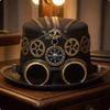 Steampunk Zylinder Messingfarbene Zahnräder Historisch Breiter Rand Kostümzubehör für die Bühne