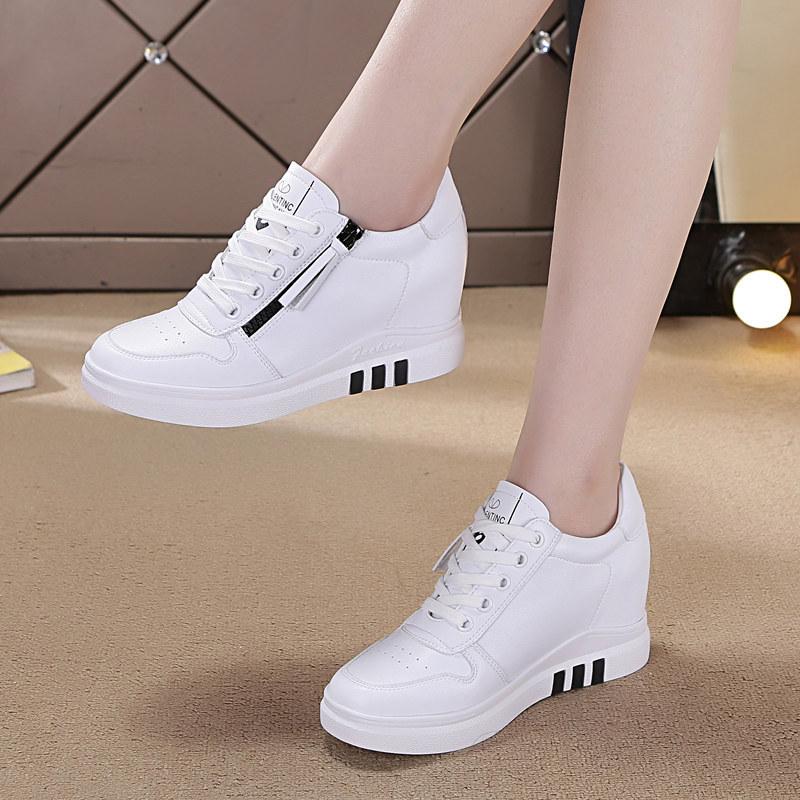 Inner Heightening Women's Shoes Autumn and Winter New Casual Shoes Platform Women's Lace-up Wedge Heel Sports Shoes Low-top Shoes Single Shoes