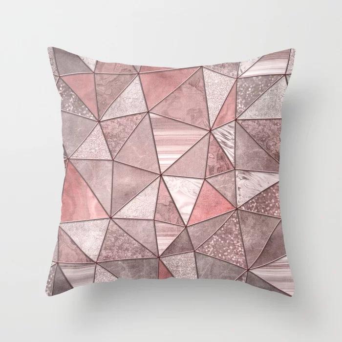 New Pink Marble Ultra-short Velvet Pillowcase Home Sofa Car Cushion Cover Can Be Selected for Your Own Pattern
