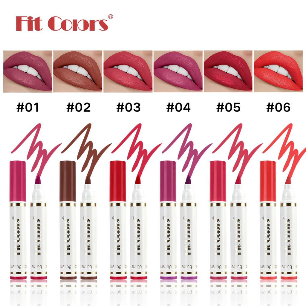 Fit Colors Lippenkonturenstift und Lippenstiftstift, Mattes Samt-Langanhaltendes Wasserdichtes Transferfestes Lippenstiftstift-Lippgloss Konturierung Make-up Kosmetik