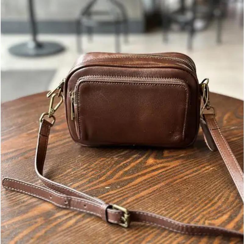 Fashi Leather Camera Bag Female 2026 Summer New Small Square Bag Cowhide Casual Single Shoulder Crossbody Head Layer Cowhide