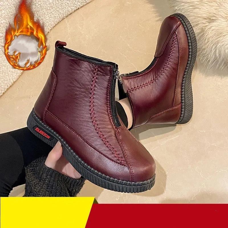 Winter Warm Cotton Shoes, Women's Plus Velvet Thickened Shoes, Soft-soled Waterproof and Cold-resistant Snow Boots, Short Boots