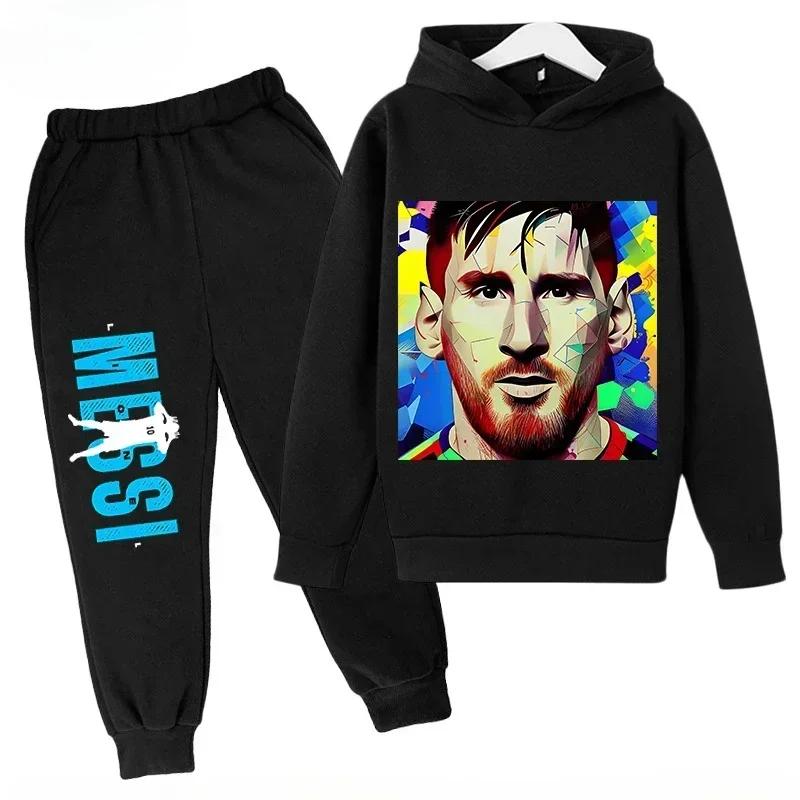 Messi Print Children's Set Sports Hoodie Pants Suit 2pcs Set Boys Girls Baby Kid Clothing Casual Fashion Autumn Winter Sportsuit