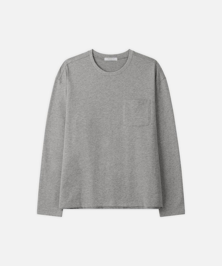 DRAW FIT Hail Cotton Pocket Long Sleeve T-Shirt [M.Grey]