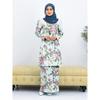 Traditional ink painting floral full body print pattern Pahang stand ladies Muslim suit comfortable breathable elegant Islam ladies dress