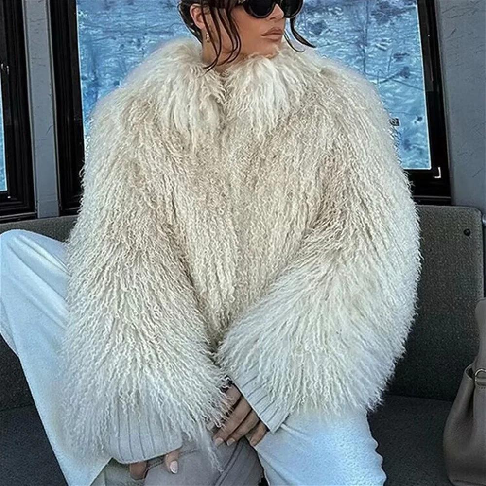 European & American Women's Fashion 2024 Autumn/Winter Casual Solid Color Furry Coat