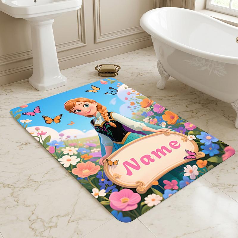 Custom Name Mermaid Garden Living Room Non-Slip Area Rug Soft Carpet for Bedroom Kids Playroom Sofa Office Home Decor Doormat