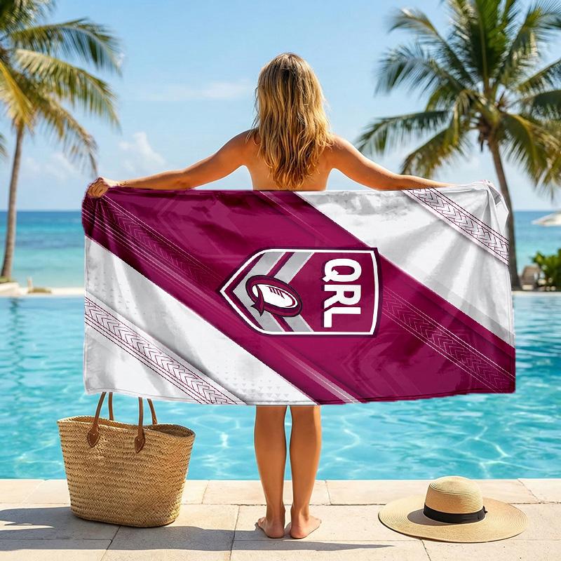 Queensland Maroons Moda Plaj Havlusu Taşınabilir Yumuşak Hızlı Kuruyan Havlu Yüzme Kamp Tatil Kullanımı İçin