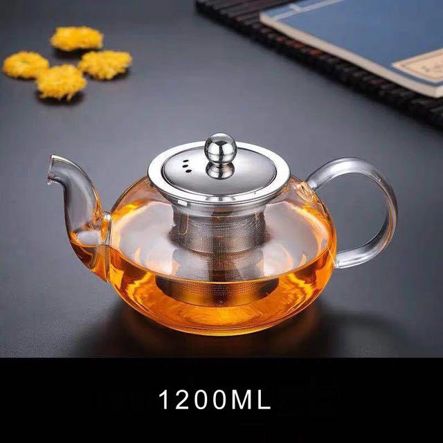 Glass Teapot With Stainless Steel Tea Strainer Infuser Flower Kettle Kung Fu Teawear Set Puer Oolong Heat Resistant Pot