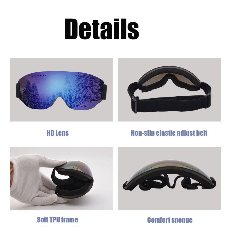 Skibrille für Erwachsene, einlagig, groß, kugelförmig, winddicht, beschlagfrei, ultraleicht, UV400-Schutz