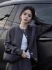 High-Quality Gray Pure Wool Women's Short Loose Knit Baseball Jacket Sweater for Autumn/Winter