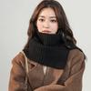 Korean Retro Warm Knitted Wool Button Neck Warmer for Women, Fashionable Versatile Split Neck Wrap, Cold-proof Neck Protector Shawl