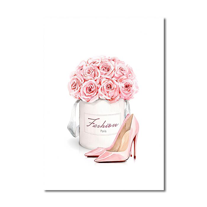 

Модный плакат с цветами для женщин, парфюмерия, настенная живопись на холсте, скандинавский принт, ресницы, губы, книги, картина, современный салон красоты, декор 20x30cm